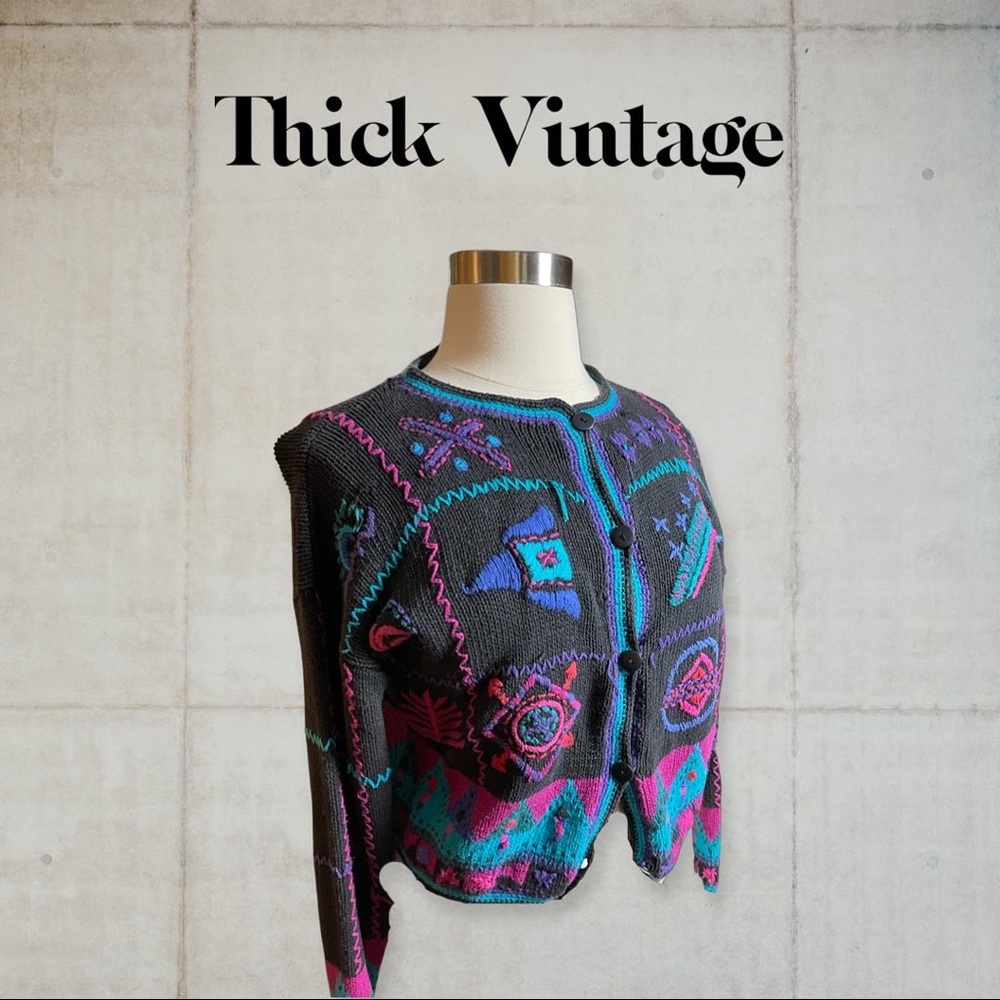 Sigrid Olsen Embroidered Cardigan Cropped Sweater. Size L